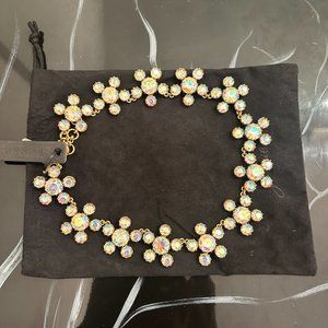 J.Crew Gold Crystal Flower Statement Necklace